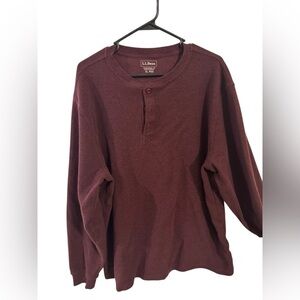 L.L. Bean Men's Maroon Long Sleeve Henley
